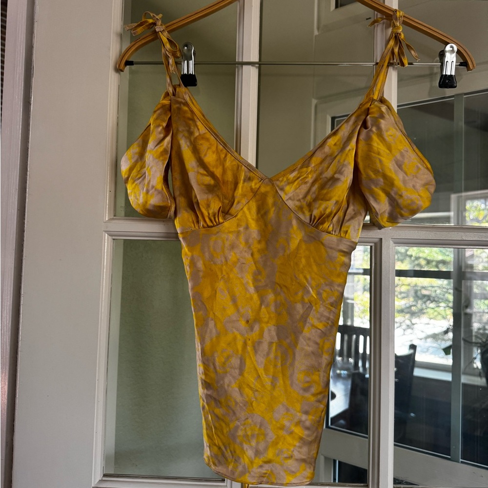 Miguelina Sunlit Yellow Floral silk top